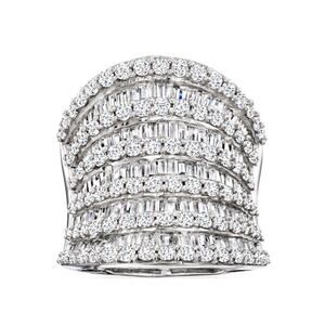 Ross Simon’s Silver Multi Row Crystal Ring 13.10 TCW Size 7